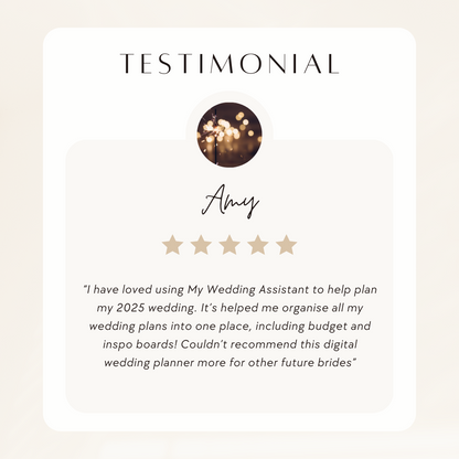 I have loved using my wedding assistant to help plan my 2025 wedding, it has helped me organise all my wedding plans into one place ...