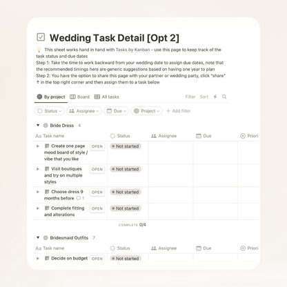 See key milestones and tasks in your wedding planner journey