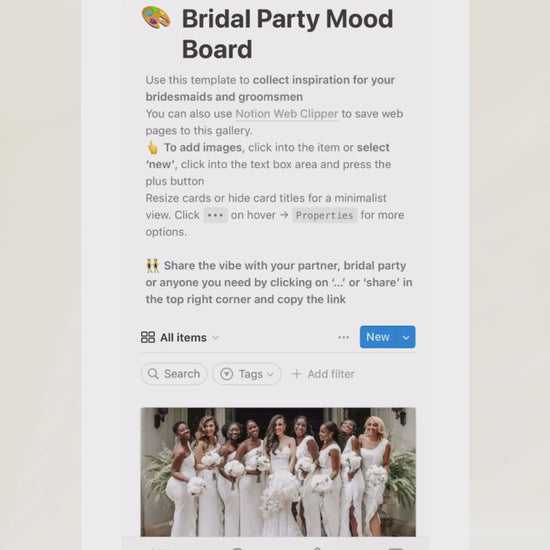 Bridal party mood board inspiration