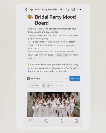 Bridal party mood board inspiration